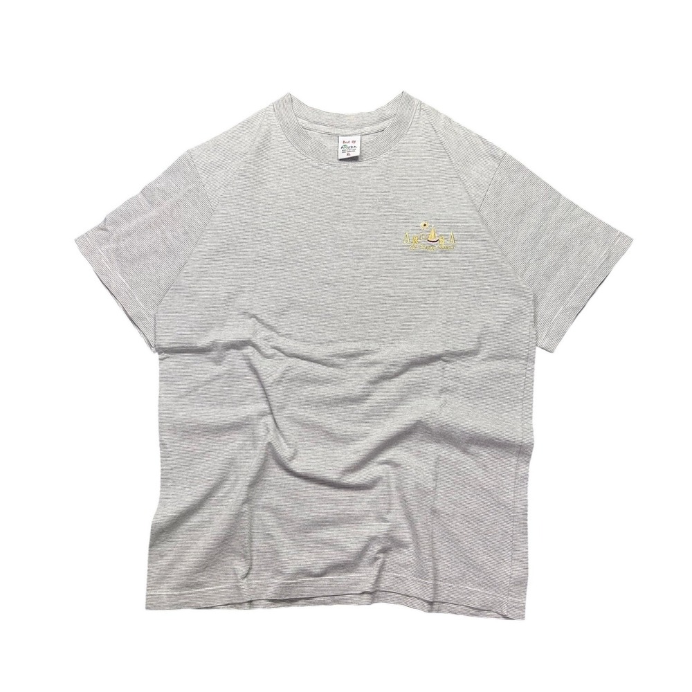 Vintage Best‎ of Aruba Embroidered Striped T-Shirt Mens XL Gray Souvenir Tee